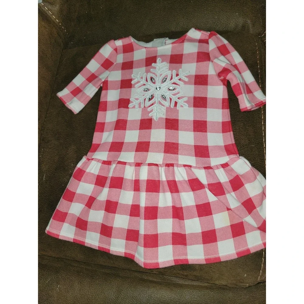 Gymboree north pole party holiday Christmas‎ snowflake plaid dress size 2t